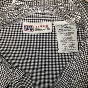 3/4 Length Sleeve Gingham Stretch Blouse